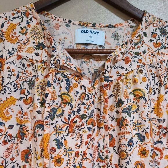 Old Navy Girls M 8 Floral Puff Sleeve Tiered Swing Dress Bohemian Fall Peasant - Picture 3 of 9